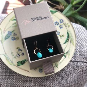 Melissa Joy Manning turquoise drop earrings, pair